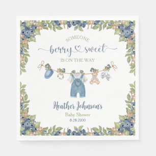 Blueberry Berry Sweet Clothesline Baby Shower Napkins