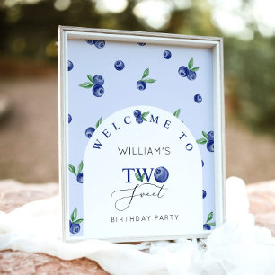 Blueberry berry Two sweet birthday party welcome Poster