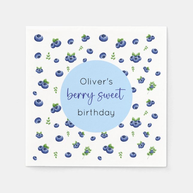 Blueberry Birthday Berry Sweet Napkins (Front)