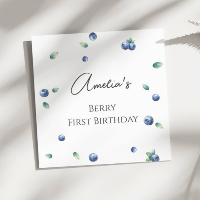 Blueberry Birthday Party Berry Sweet Watercolor Napkins (Creator Uploaded)