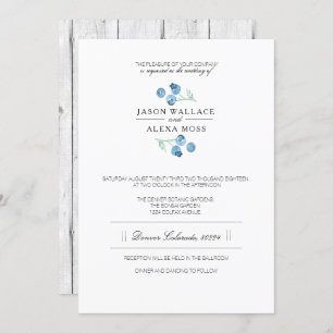 Blueberry Bliss Elegant Wedding Invitation