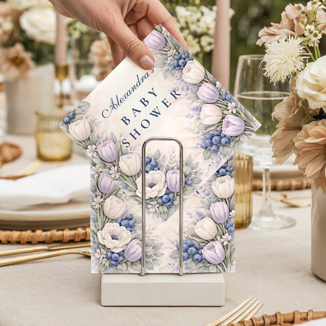 Blueberry Blossom Garden Baby Shower Napkins (Creator Uploaded)