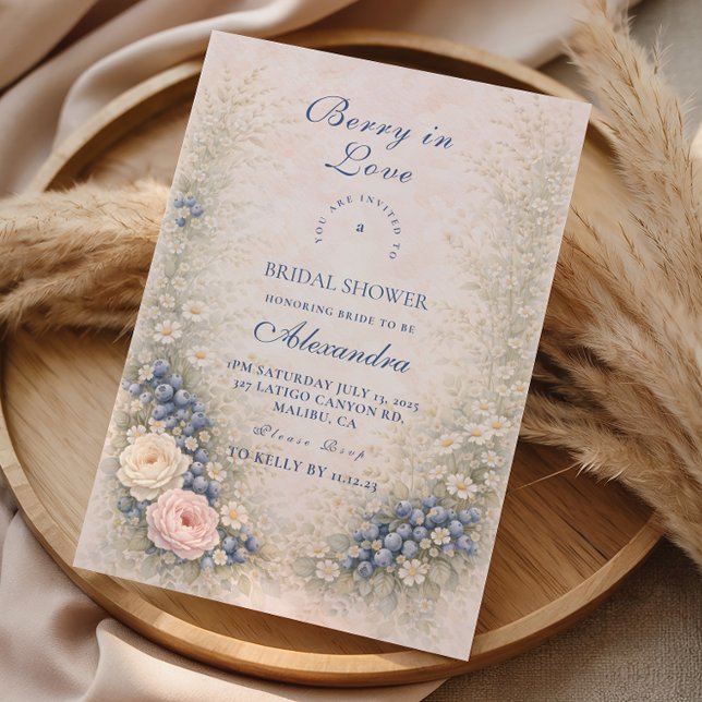 Blueberry Blossom Romance Bridal Shower Invitation (Creator Uploaded)