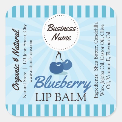 Blueberry Blue _ Lip Balm Label _ 125 Square