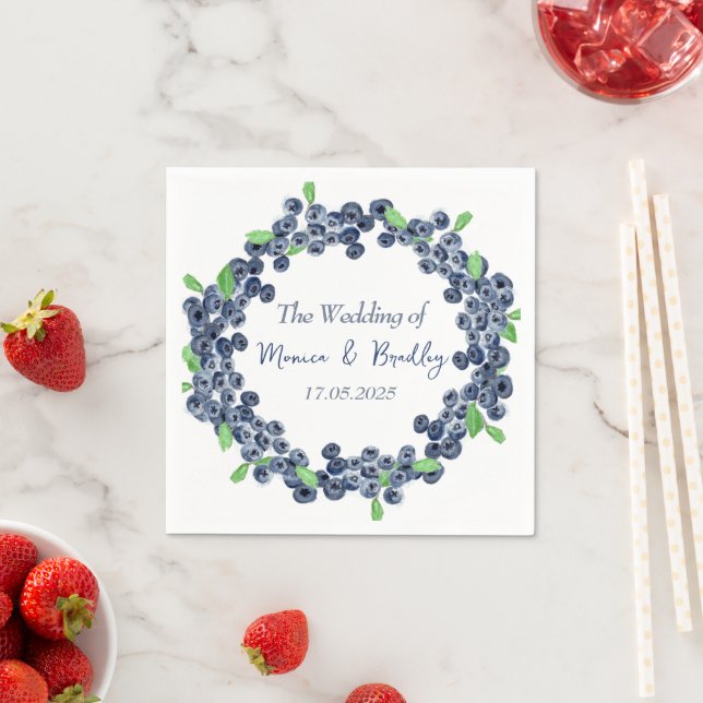 Blueberry Blueberries Fruits Summer Wedding Napkins (Insitu)