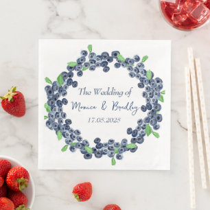 Blueberry Blueberries Fruits Summer Wedding Paper Dinner Napkins