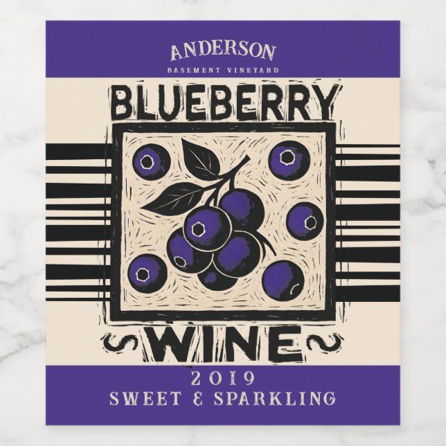 Blueberry blueberries homemade shrub cordial wine label (Single Label)