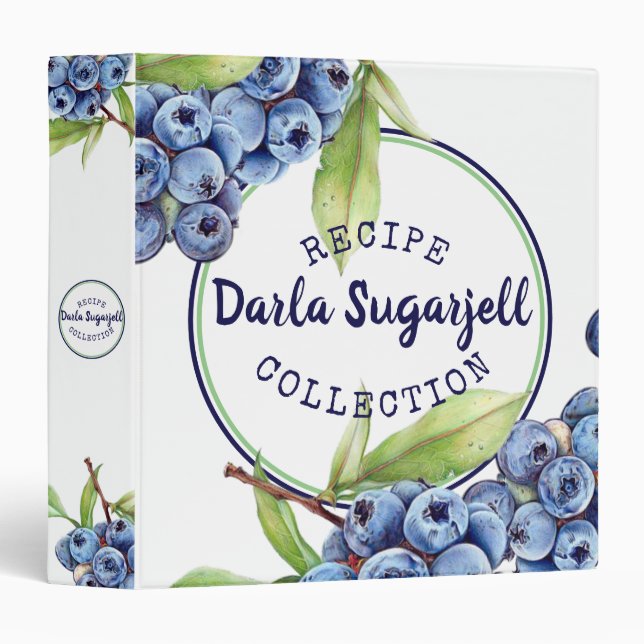 blueberry blueberries personal recipe cookbook 3 ring binder (Front/Spine)