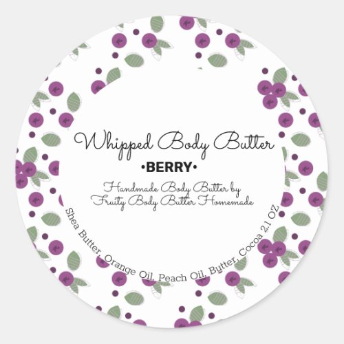 Blueberry Body Butter Bath Branding Classic Round Classic Round Sticker