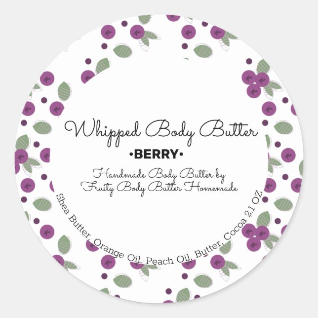 Blueberry Body Butter Bath Branding Classic Round Sticker (Front)