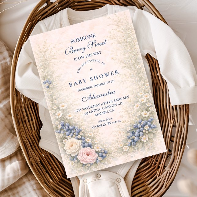 Blueberry Botanical Frame Baby Shower Invitation (Creator Uploaded)