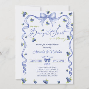 Blueberry Bow Baby Shower  Invitation