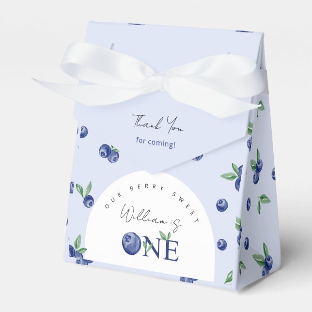 Blueberry boy berry first birthday party Favor Box (Front Side)