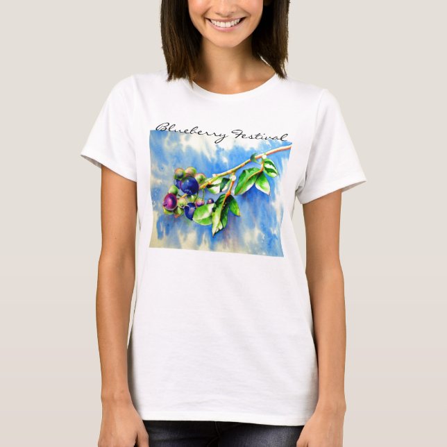 Blueberry branch, watercolor painting T-Shirt (Front)