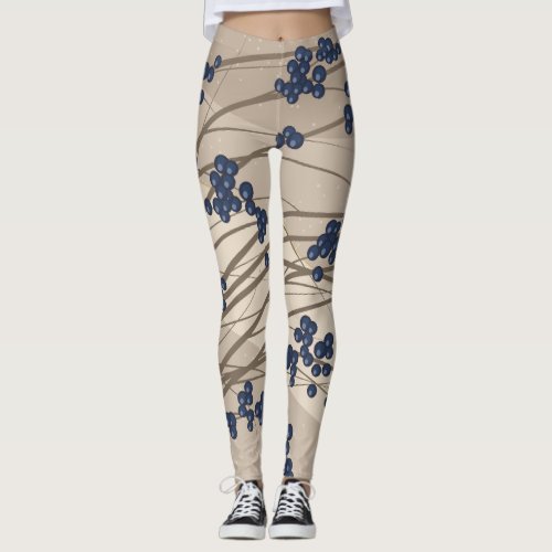 Blueberry Branches Botanical Leggings