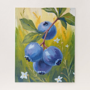 Blueberry Bush   Fruit Watercolor Painting Jigsaw Puzzle