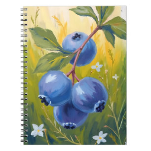 Blueberry Bush Fruit Watercolor Painting Notebook