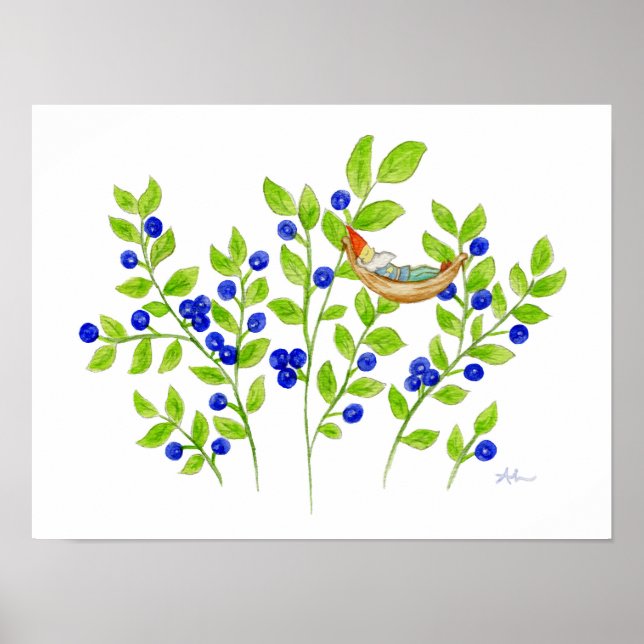Blueberry Bush Gnome art print (Front)
