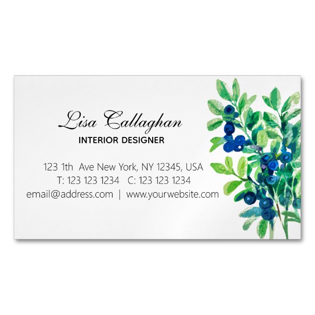 Blueberry Business Card Magnet (Front)