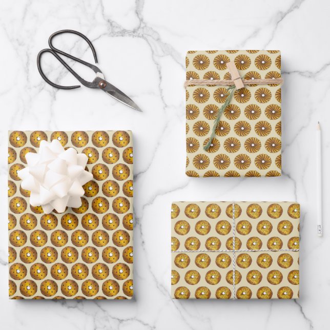 Blueberry Butter Crunch French Twist Doughnuts Wrapping Paper Sheets (Front)