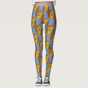 Blueberry Cake Blue Donut Doughnut Foodie Leggings