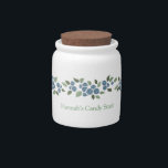 Blueberry Candy Jar<br><div class="desc">Pretty candy jar with stenciled blueberries. Customize with your name!</div>