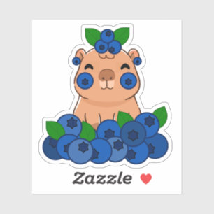 Blueberry Capybara Kawaii - Cute Fruit Animal Aest Sticker