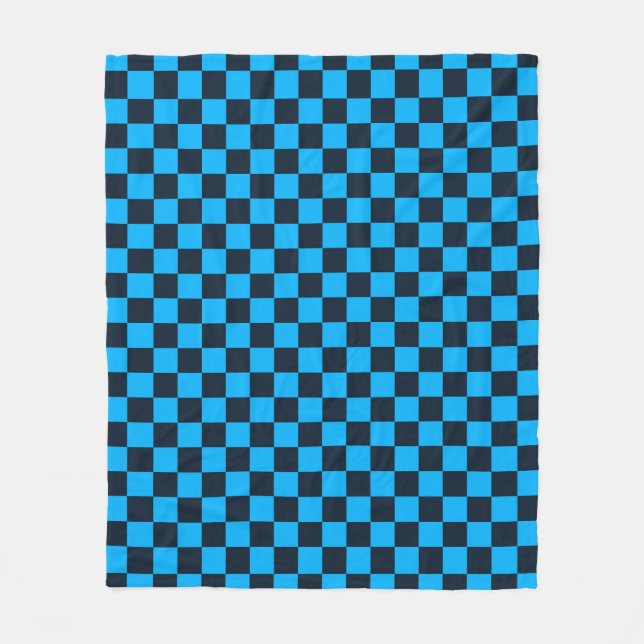Blueberry checkered pattern fleece blanket (Front)