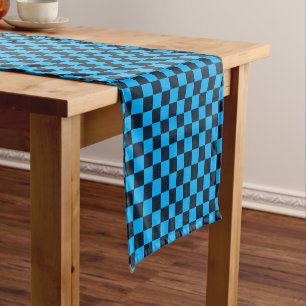Blueberry checkered pattern short table runner