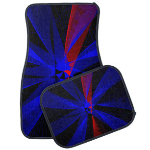 Blueberry Color Abstract Geometric Car Mat Set