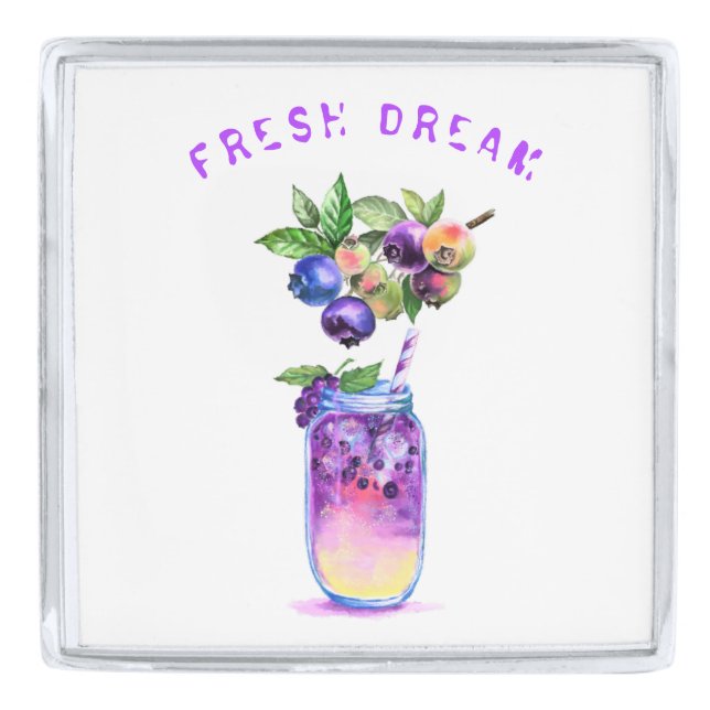 Blueberry Cool Drink Cocktail Your Party Lapel Pin (Front)