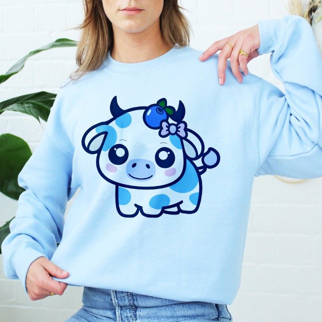 Blueberry Cow blue  Kawaii Clothing Cute Cow Gift T-Shirt (Creator Uploaded)