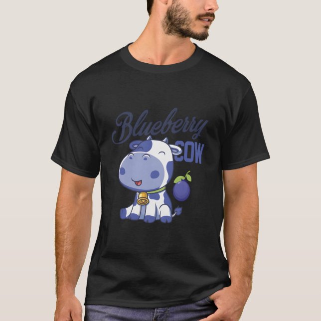 Blueberry Cow Kawaii Moo Moo Farm Animal Kawaii He T-Shirt (Front)