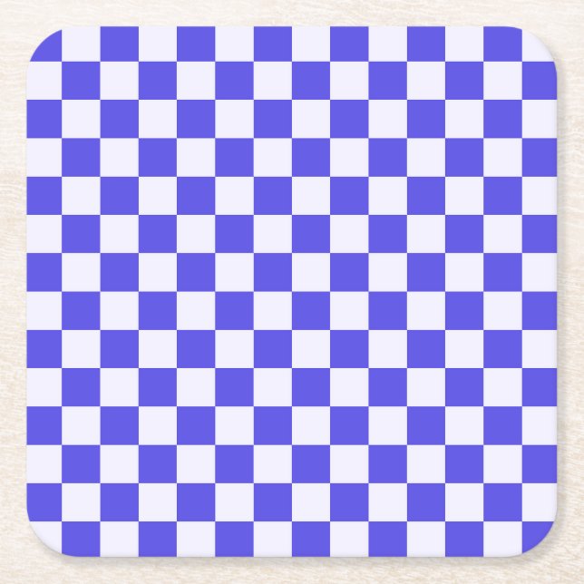 Blueberry cream checkered pattern square paper coaster (Front)