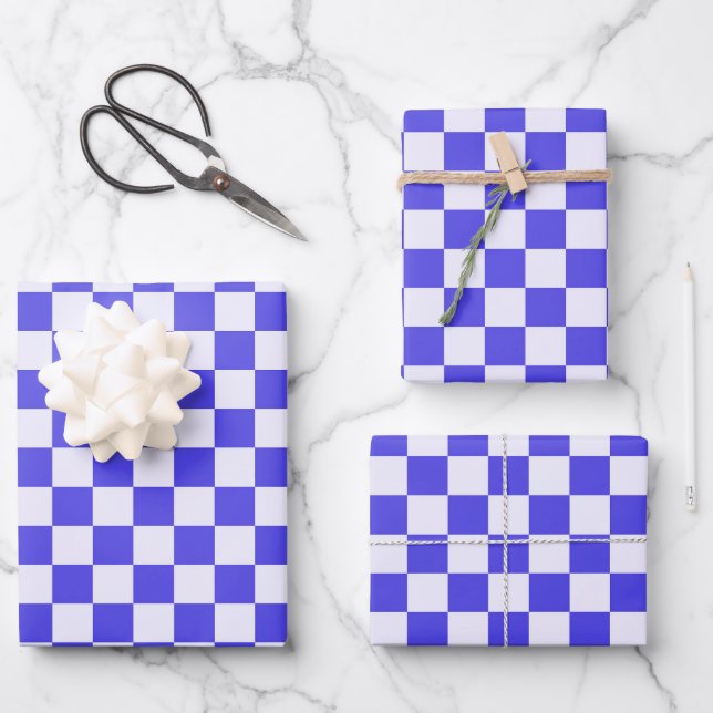 Blueberry cream checkered pattern wrapping paper sheets (Front)
