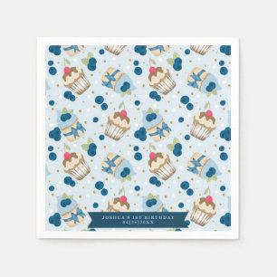 Blueberry Cupcake Blue Birthday Party Celebration Napkins