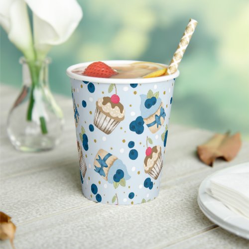 Blueberry Cupcake Blue Birthday Party Celebration Paper Cups