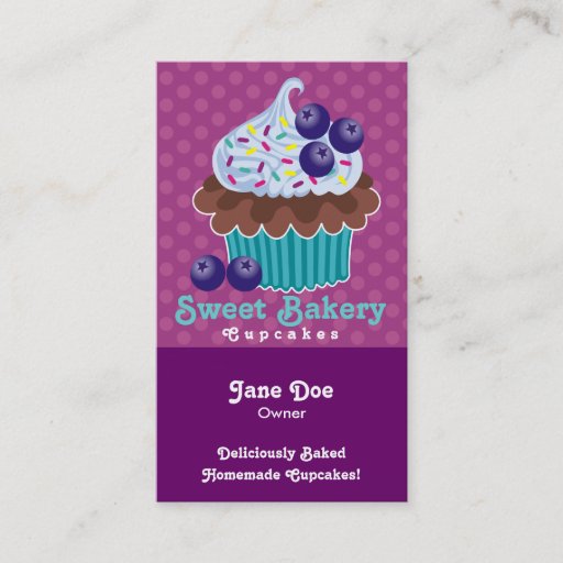 Customizable Blueberry Cupcake Business Cards TBA