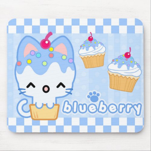 Blueberry Cupcake Kitty Mousepad