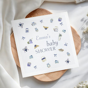 Blueberry Dessert Baby Shower Watercolor  Napkins