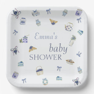 Blueberry Dessert Baby Shower Watercolor  Paper Plates