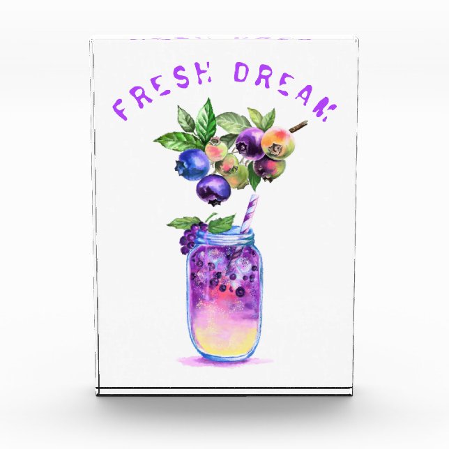 Blueberry Drink Photo Block Personalized Text (Front)