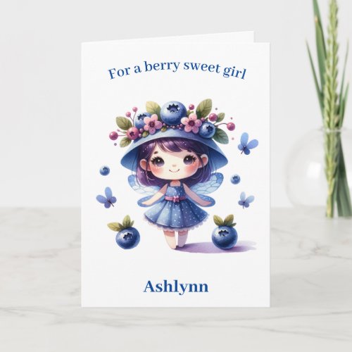 Blueberry Fairy Berry Birthday  Card