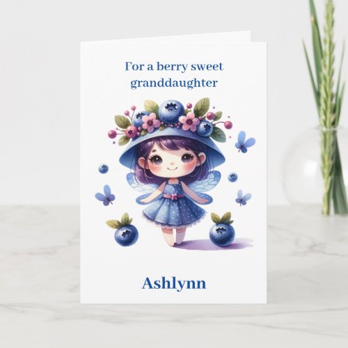 Blueberry Fairy Berry Birthday Granddaughter Card