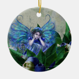 Blueberry Fairy Ceramic Ornament