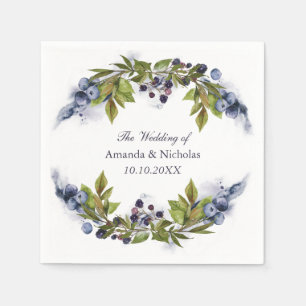 Blueberry fall wedding personalized napkins