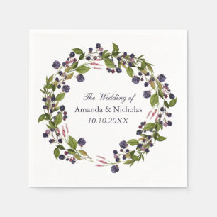 Blueberry fall wreath wedding personalized napkins
