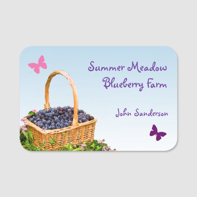 Blueberry Farm or Farmers Market Name Tag