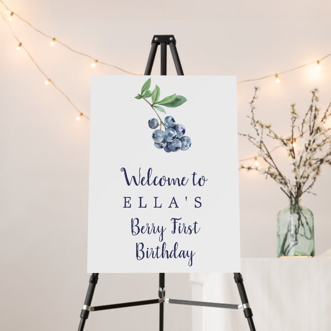 Blueberry First Birthday Welcome Sign / Thank You (In Situ (Stand))