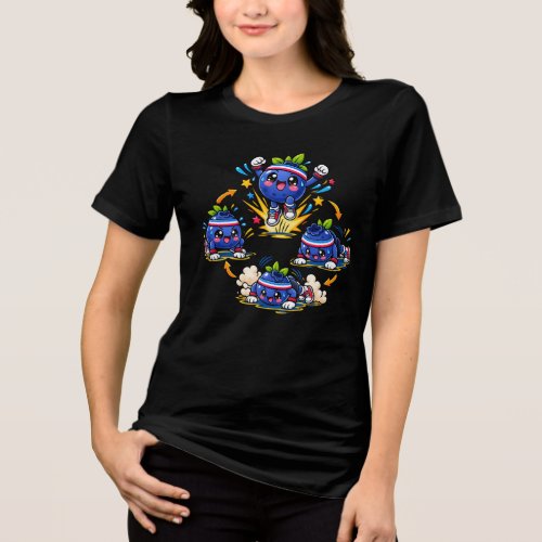 Blueberry Fitness Mascot Jumping Burst Exercise St Tri-Blend Shirt